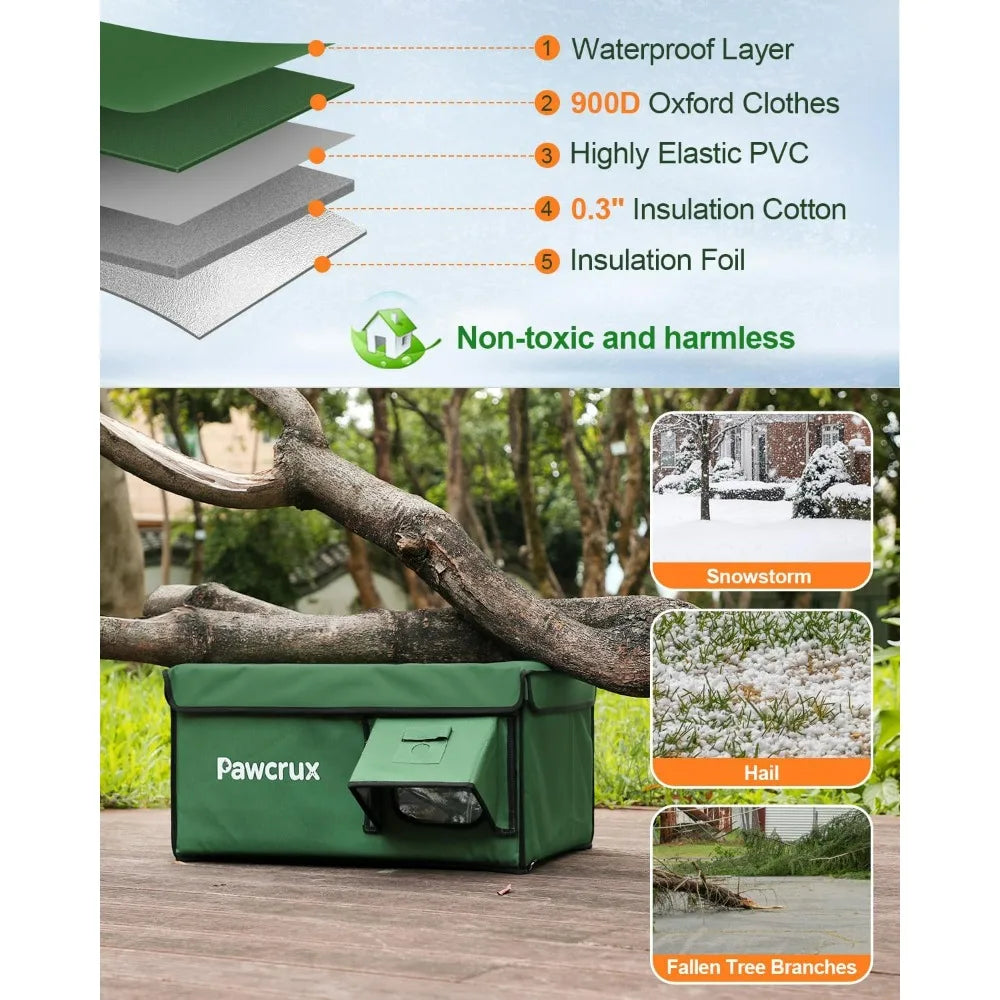 Winter Outdoor Insulated Heated Cat House With Safe Warming Bed