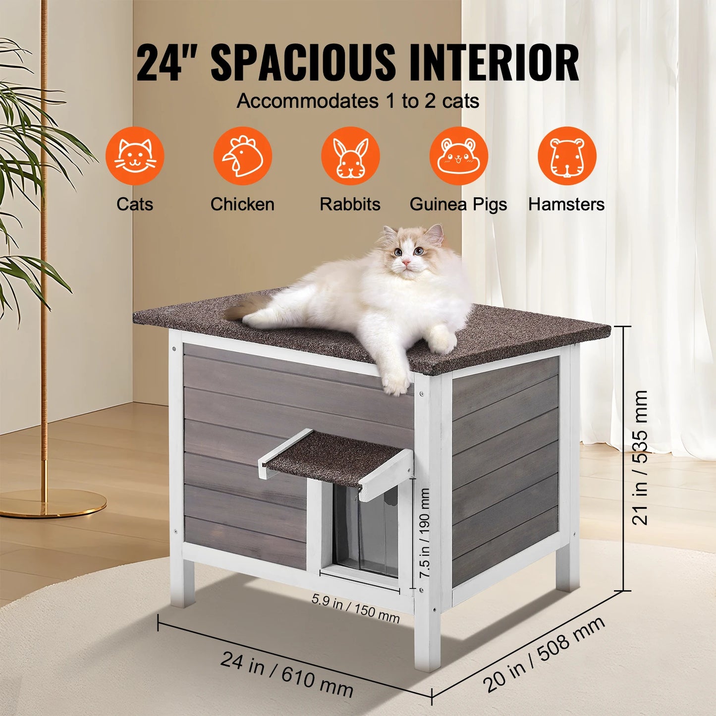SucceBuy Outdoor Cat House Weatherproof Shelter With All Round Foam Insulation For Outdoor Use