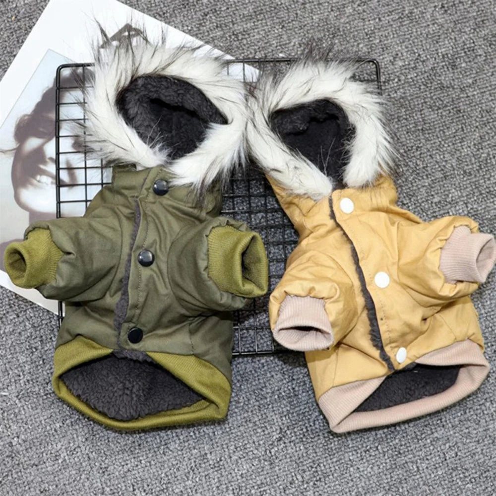 Dog Winter Coat With Hood And Plush Lining