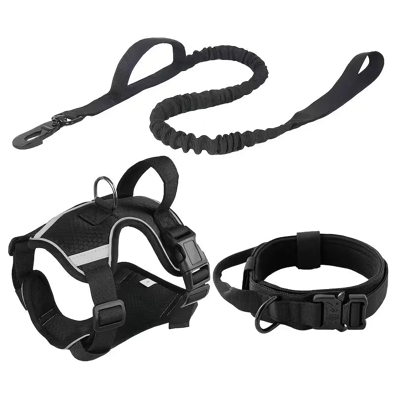 Dog harness with leash,dog collar,Heavy-Duty Dog Harness with Anti-Slip Padding, Front Leash Connector & Secure Buckles