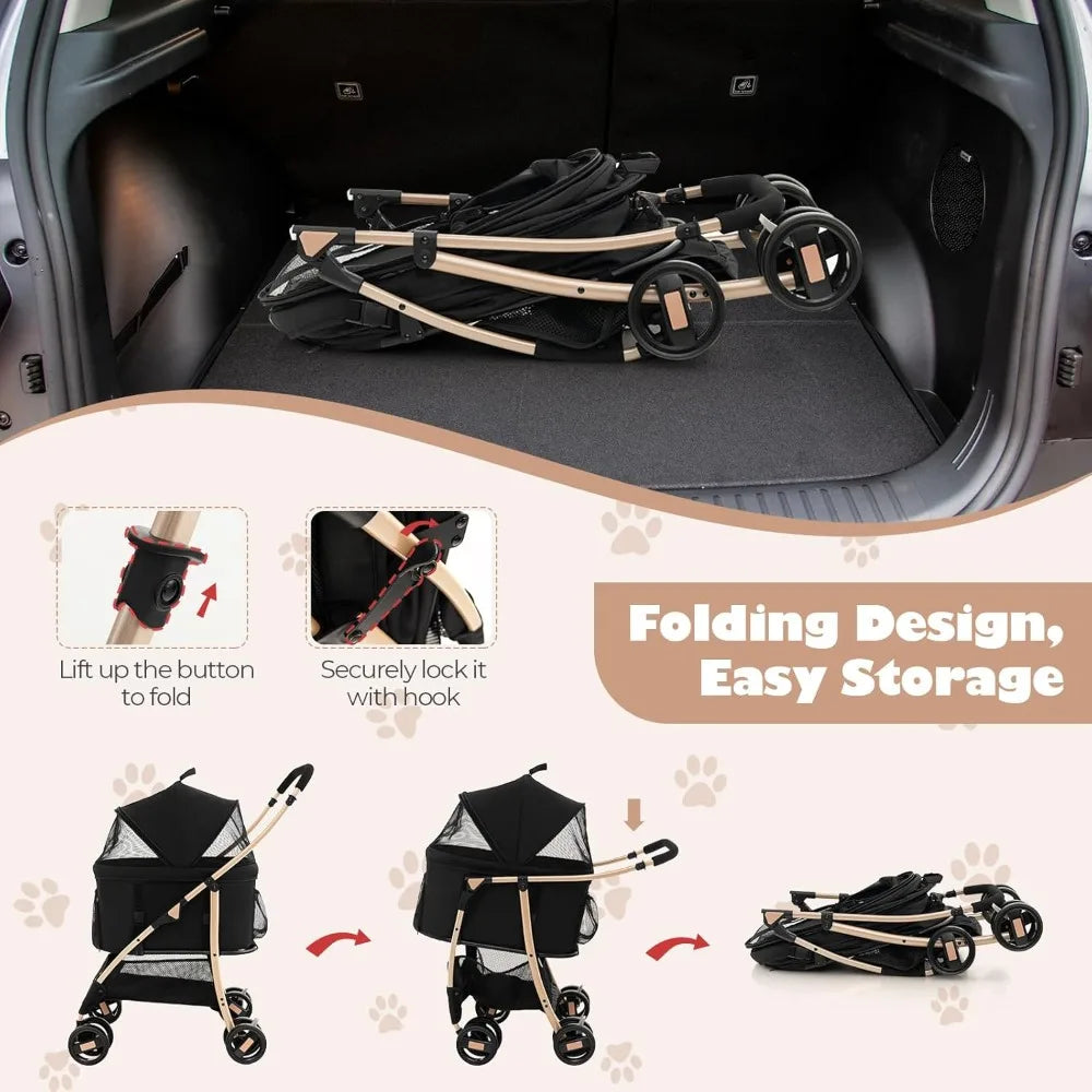 TIFICY 3-In-1 Pet Stroller With Removable Car Seat Carrier