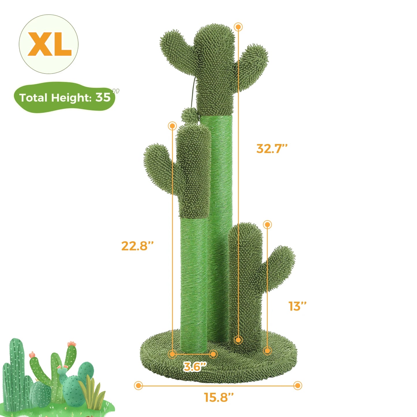 PEQULTICN Cactus Cat Tree With Condo And Hammock For Indoor Cats Scratching Post Included