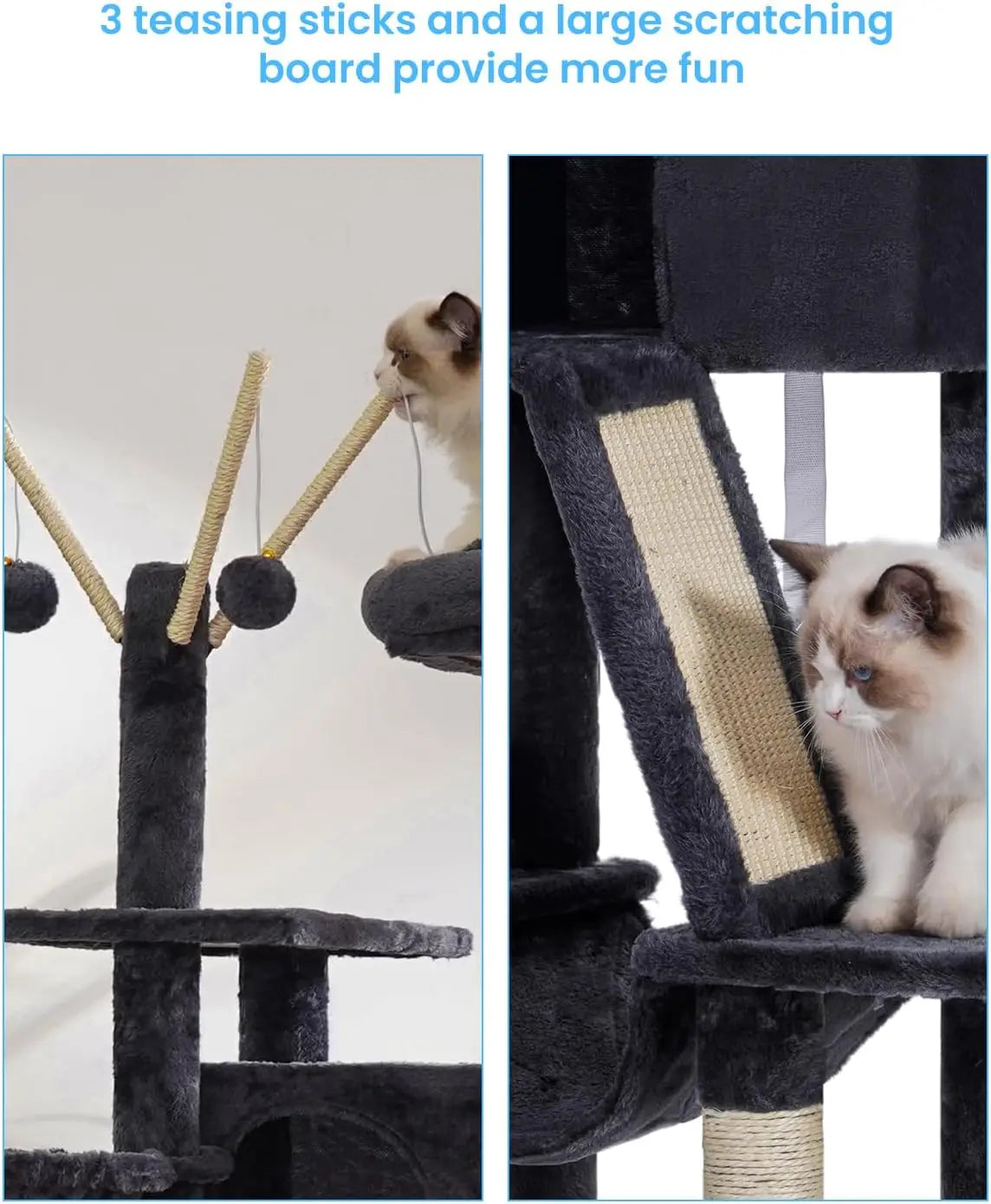 Cat Tower With Padded Bed And Cozy Condo For Indoor Cats