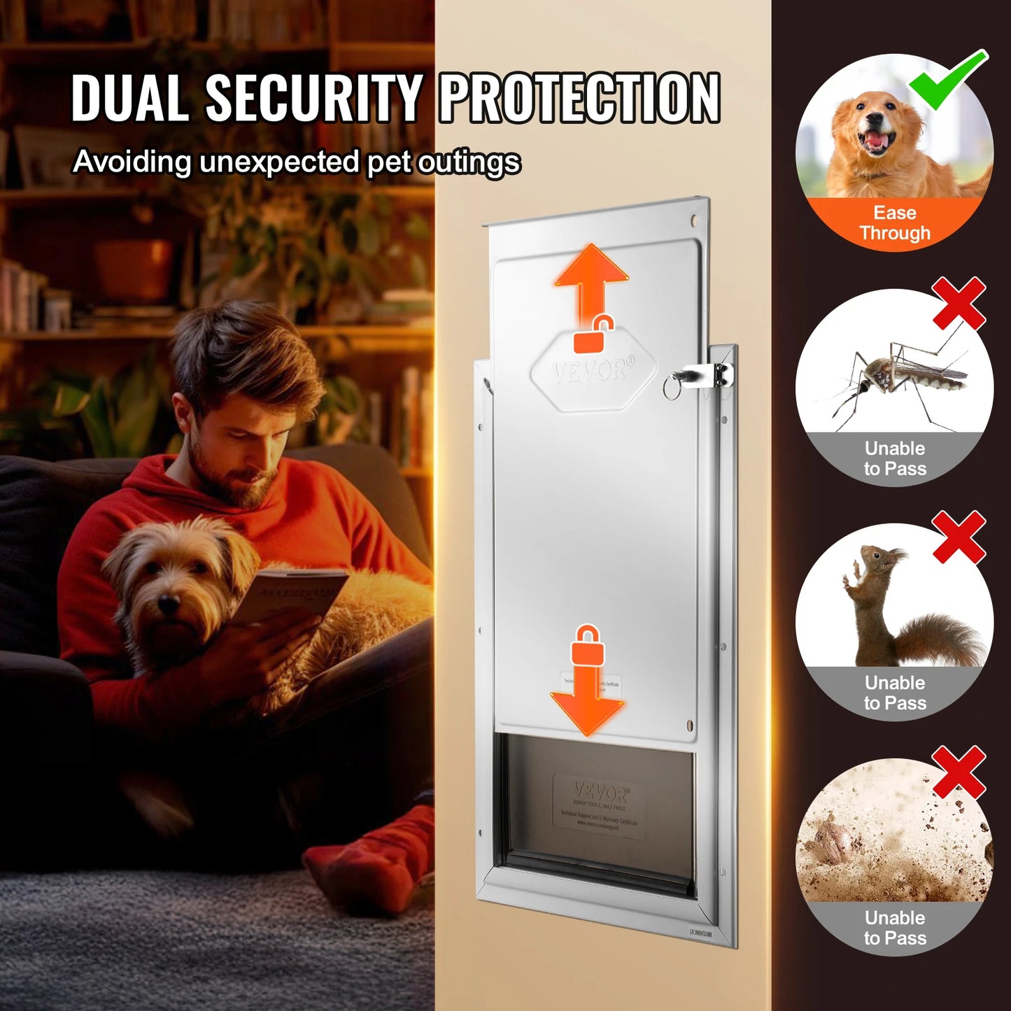 NONEDog Door Aluminum Frame Pet Door With Lockable Flap