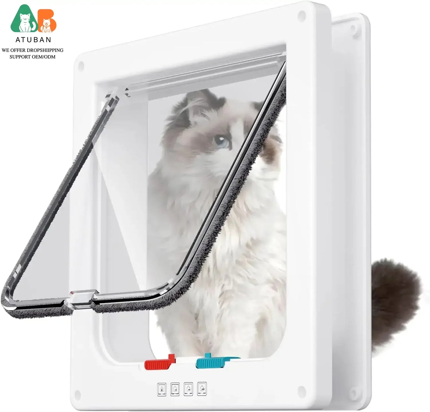 ATUBAN Cat Door With 4 Modes Locking Window Or Wall