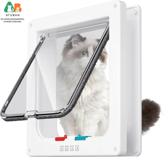 ATUBAN Cat Door With 4 Modes Locking Window Or Wall
