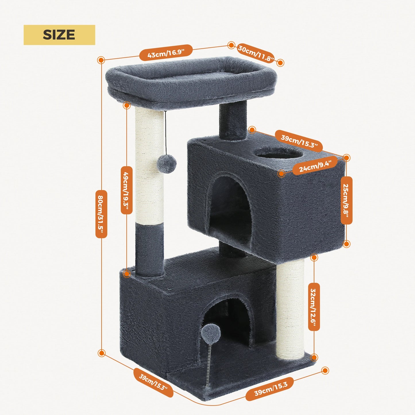 PAWZ Road Cat Tree Indoor Multi Level Tower with Condos