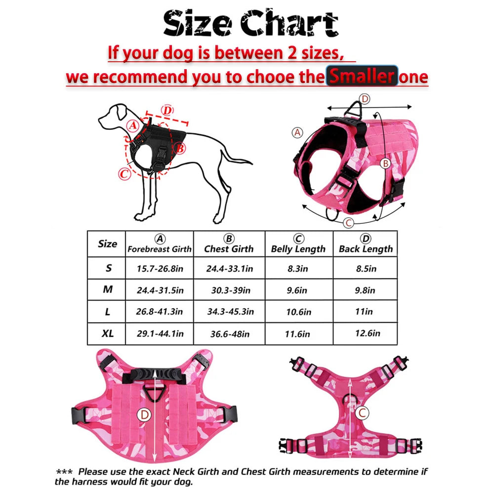 PETRAVELC Camouflage Military Dog Harness Tactical Vest