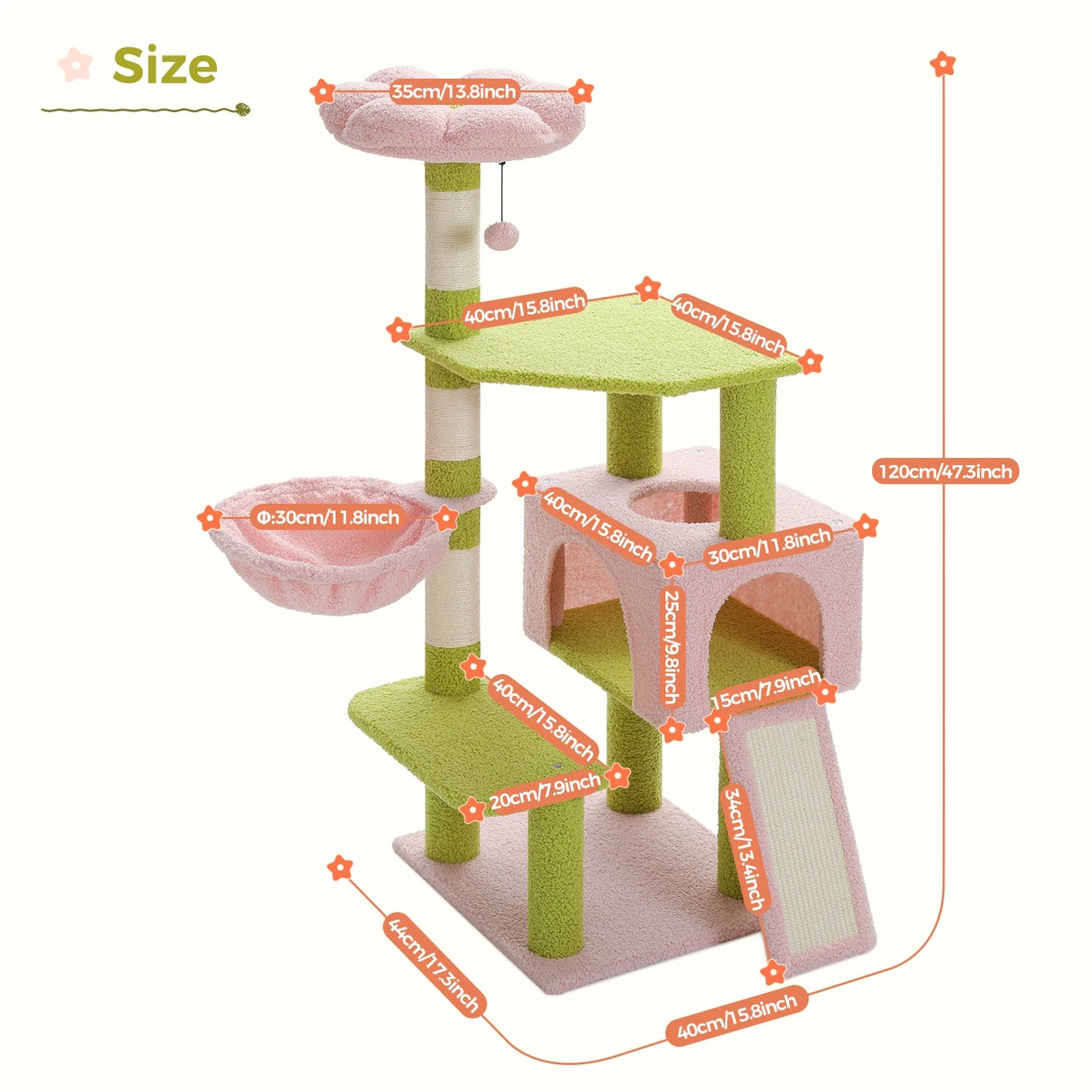 PAWZ Road Flower Cat Tree Multi Level Cat Tower Sisal