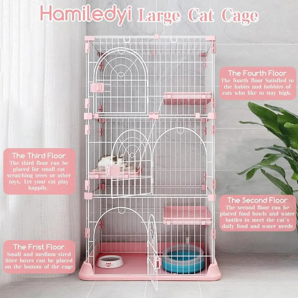 Durable Metal Cat Playpen With Platforms And Ramp