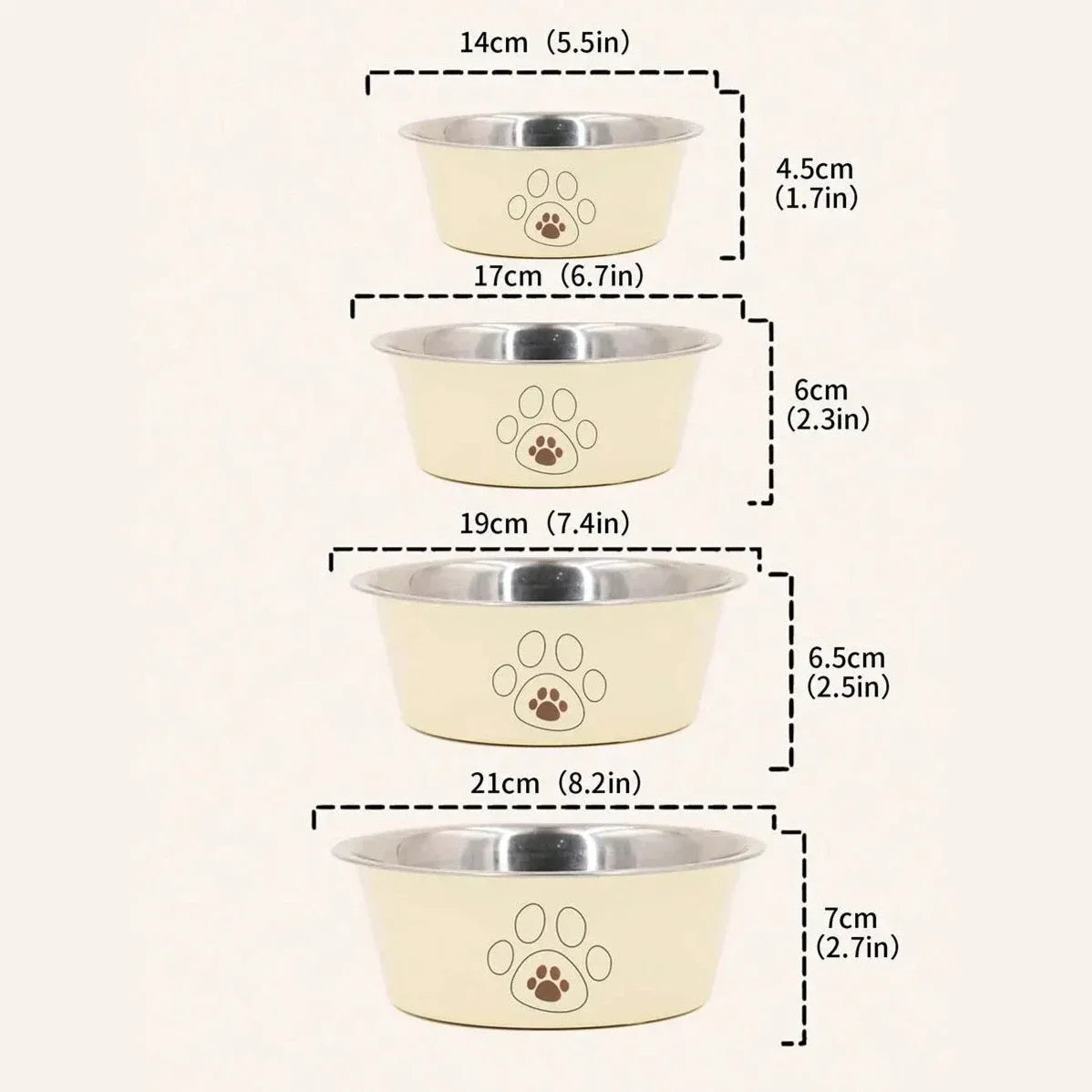 Stainless steel footprint dog bowl anti-tip non-slip cat bowl dog bowl cute cartoon pet Supplies feeding and drinking water bowl