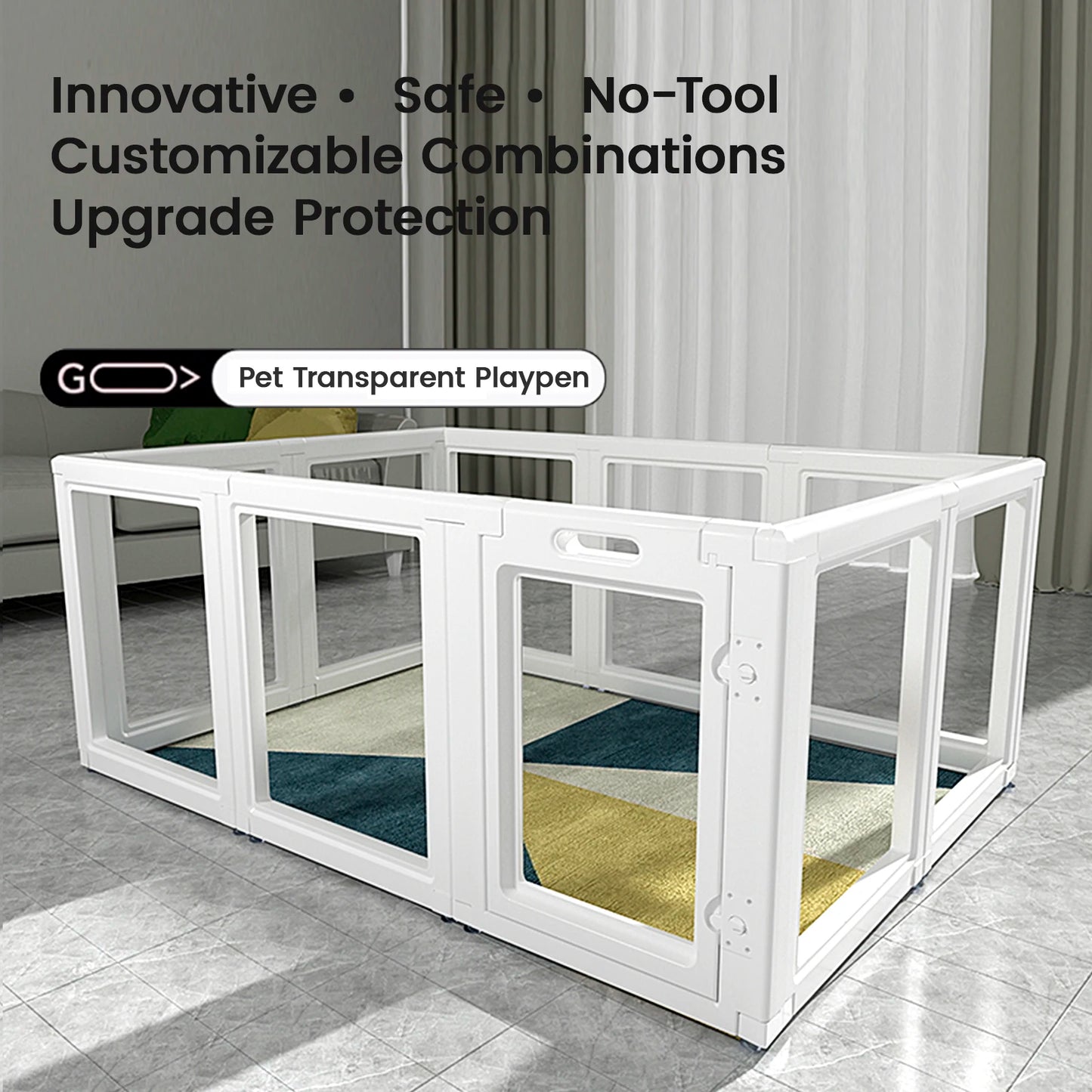 Dog Door Clear Playpen Fence for Small and Medium Dogs