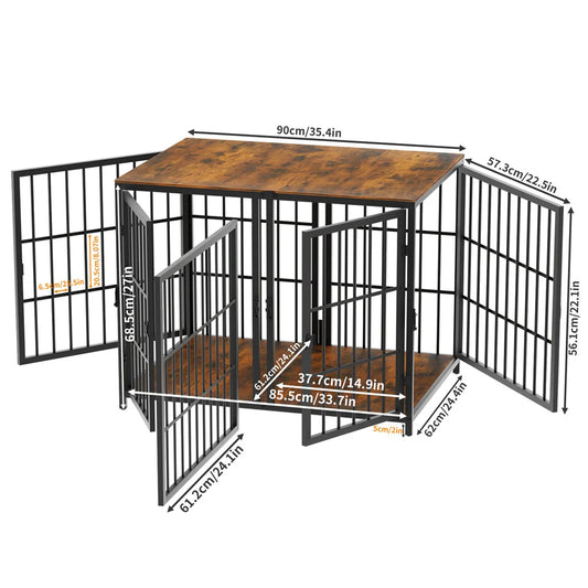 1Pcs Ultra Thicken Dog Crate Cage Pet Dog Puppy Kennel with Removable Divider and 4 Doors for 2 Small Dogs or 1 Medium Large Dog