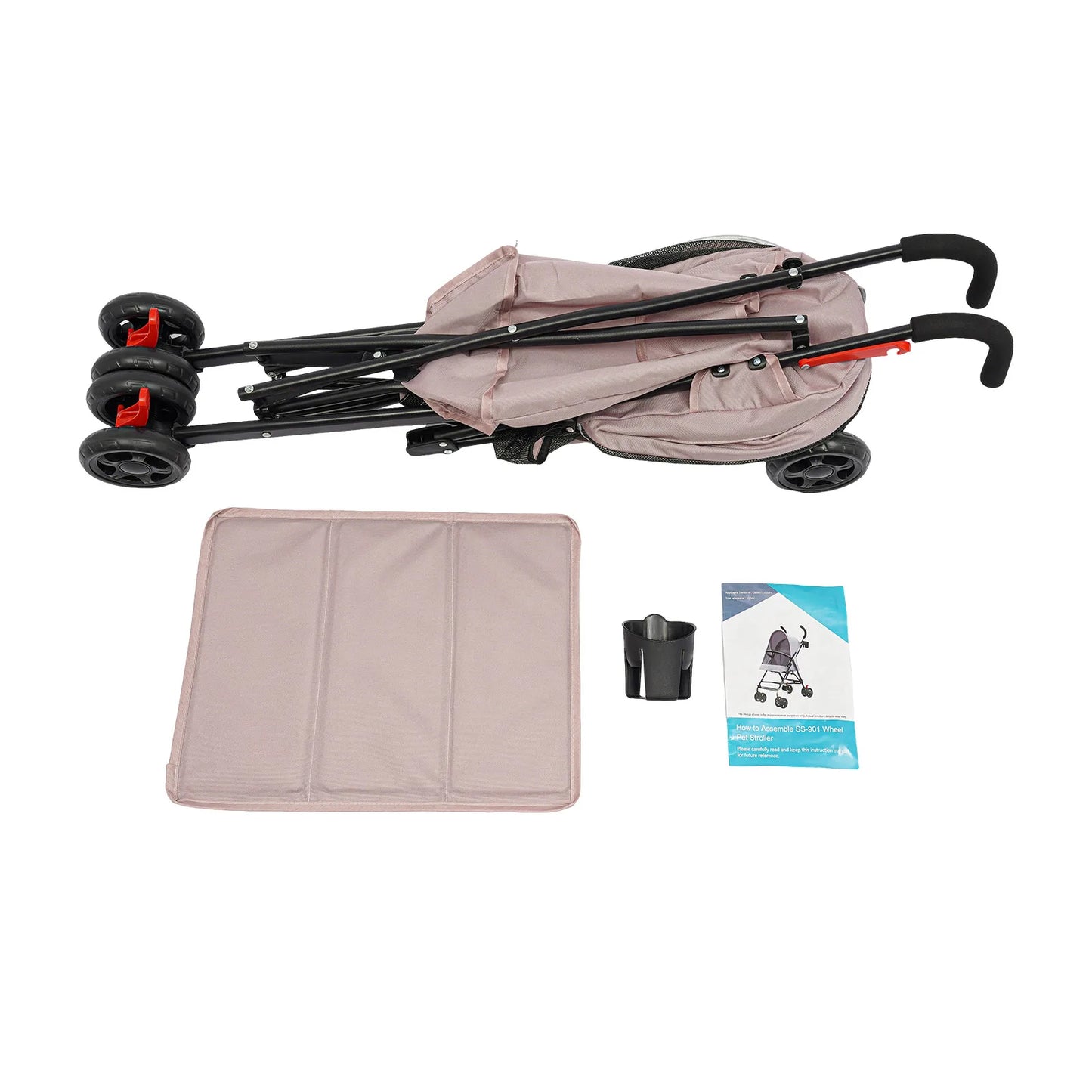 Lightweight Foldable Pet Stroller With 360 Degree Wheels