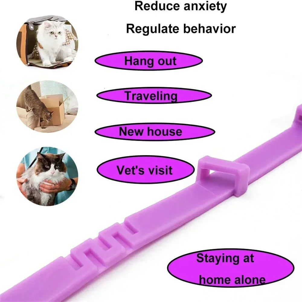 Calming Collar For Cats And Dogs Adjustable With Natural Pheromone Blend Lavender Chamomile