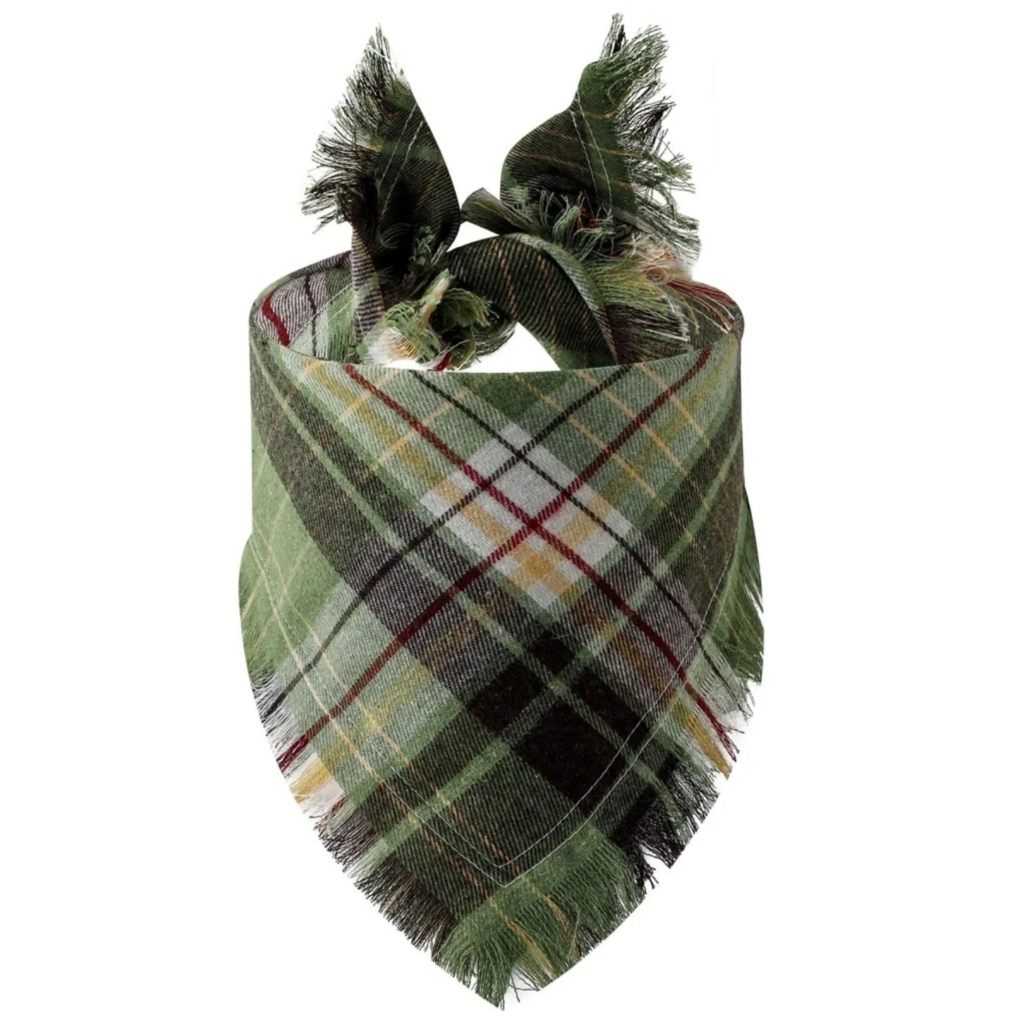 Trendy Pet Dog Bandana with Tassels Edges Classic Plaid Scarf Funny Dog Apparel Accessories Christmas Party Dress-Up Photo Prop