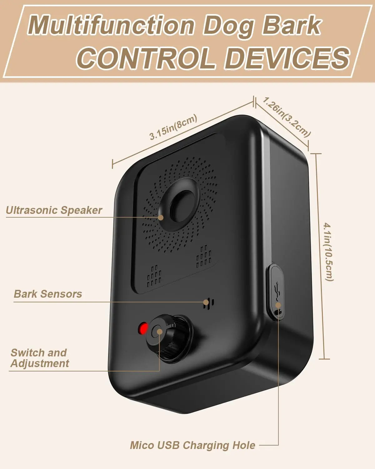 PetEdu Automatic Ultrasonic Dog Bark Deterrent For Indoor Outdoor Use