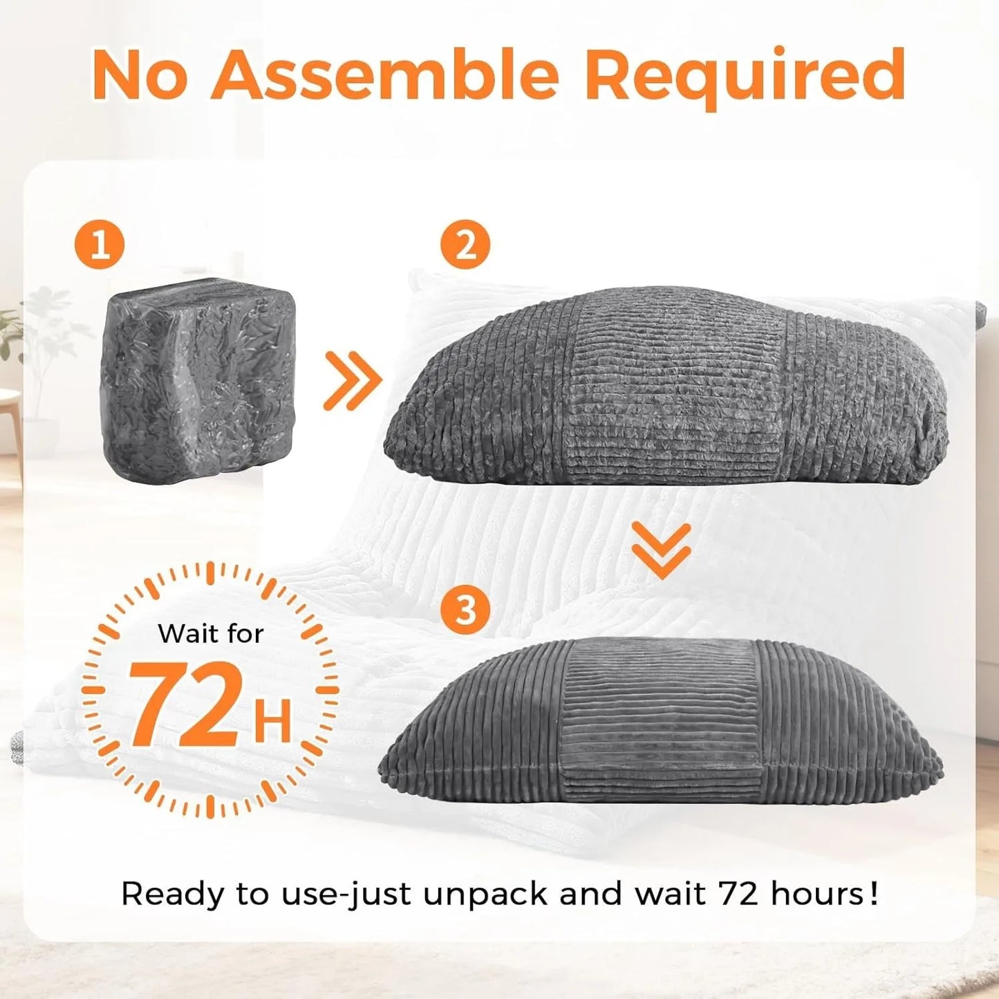 Comfortable 3 in 1 Convertible Bean Bag Chair Bed for Adults and Kids Oversized Memory Foam Floor Sofa with Washable Cover