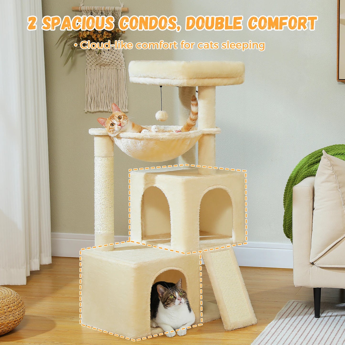 PAWZ Road Cat Tree Indoor Multi Level Tower with Condos