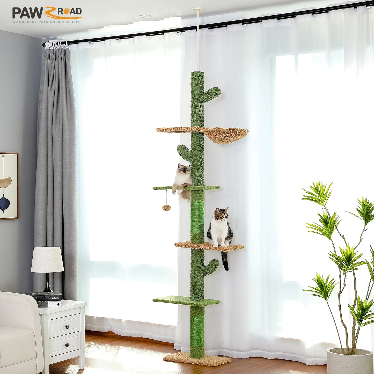PAWZ Road Cat Tree Five Tier Floor to Ceiling Tower