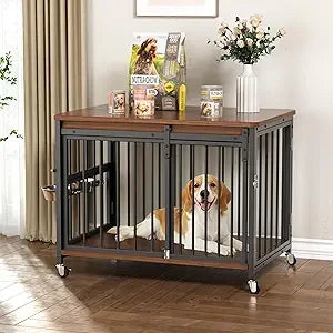 DAFIFY Wooden Dog Kennel Indoor With Sliding Front Door