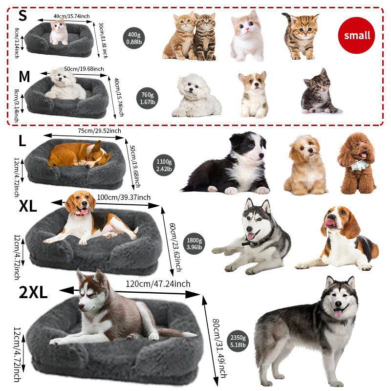 Thickened Orthopedic Dog Bed for Large Dogs with Plush Cover