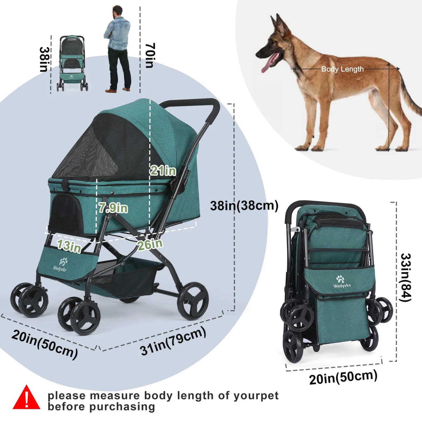 Breed Dog Stroller With Poop Bags And Pouch