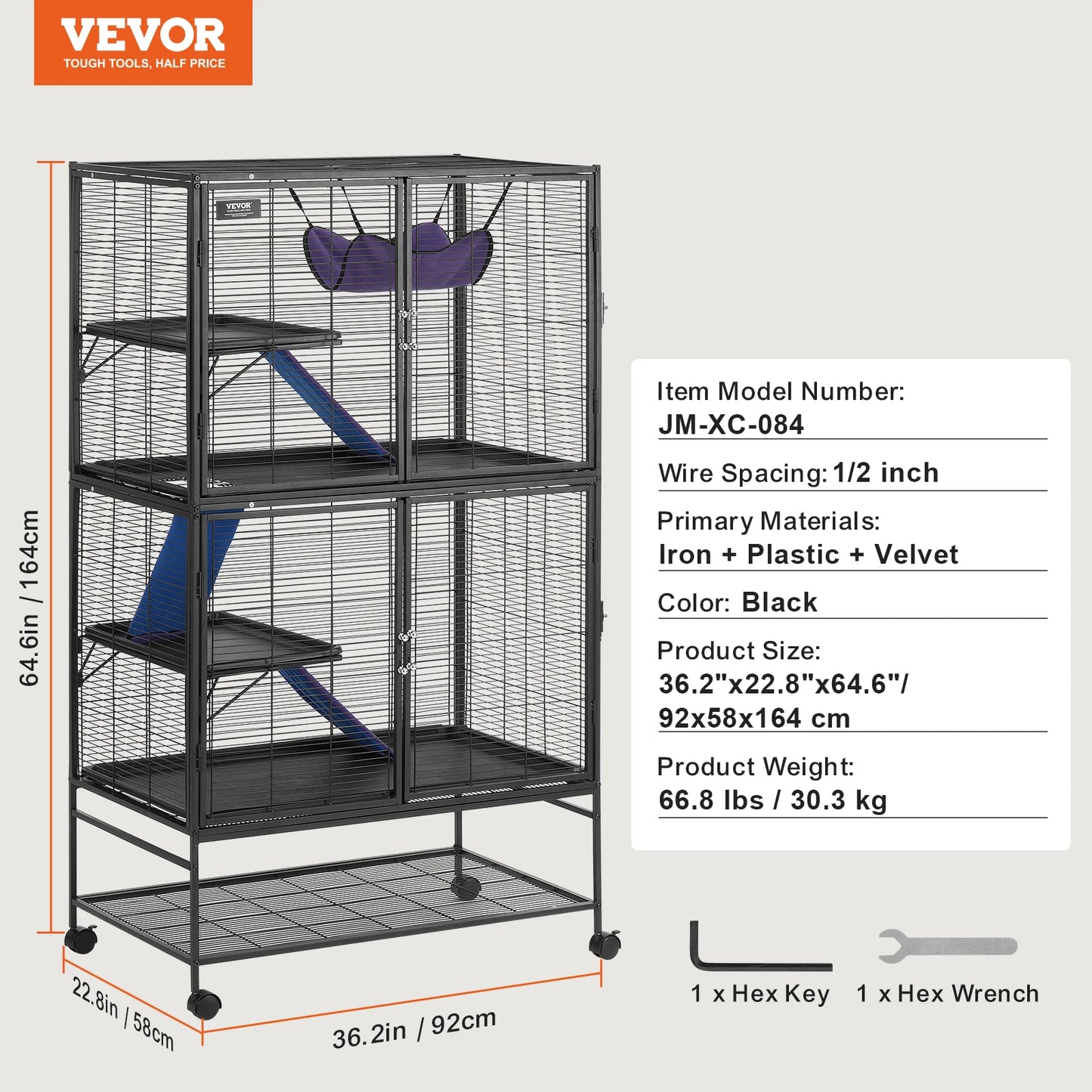 SucceBuy Rolling Metal Ferret Cage 4-Tier Critter Nation Cage