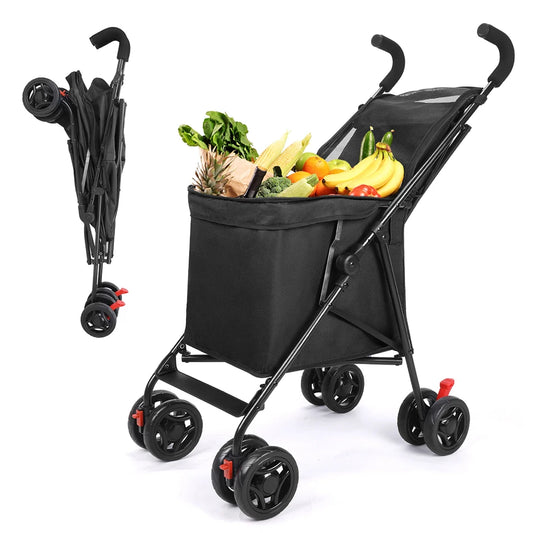 Wedyvko Durable Folding Shopping Cart With Wheels