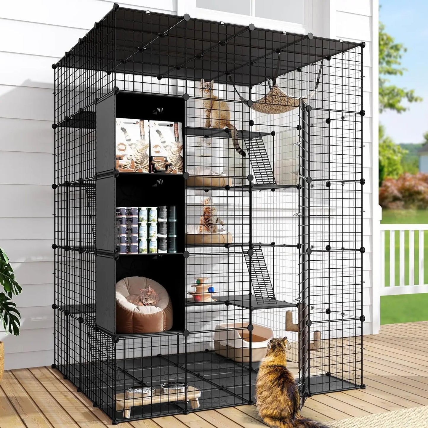 LARGE CAT CAGE INDOOR KITTEN ENCLOSURE DIY PLAYPEN CATIO HAMMOCK FOR ONE TO FOUR CATS