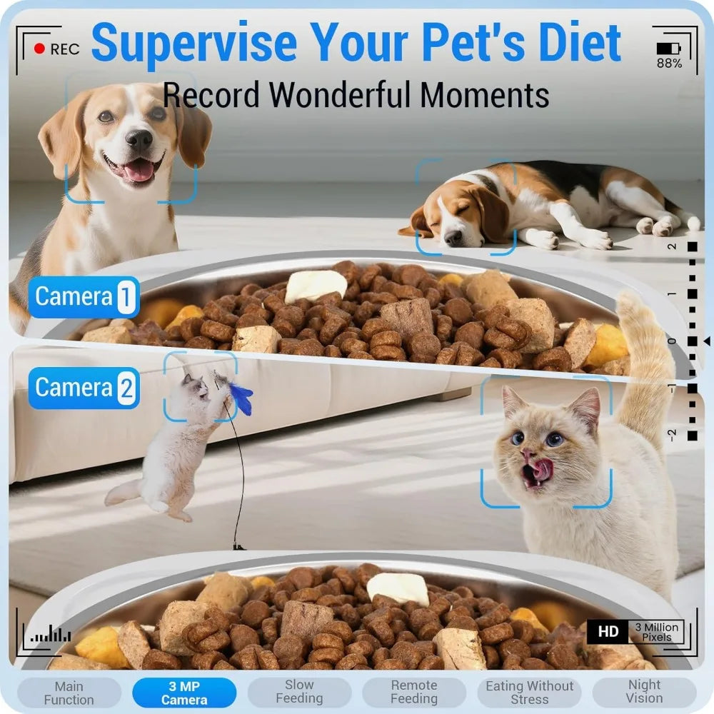 Automatic Pet Feeder With Dual HD Cameras And Night Vision