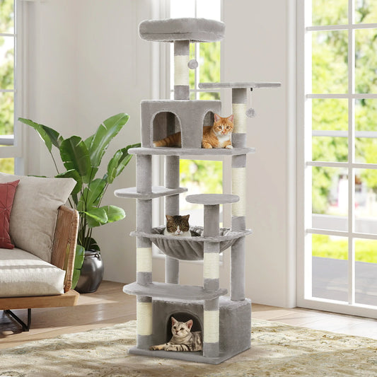 PEQULTICN Five Tier Cat Tree With Scratching Posts And Hammocks