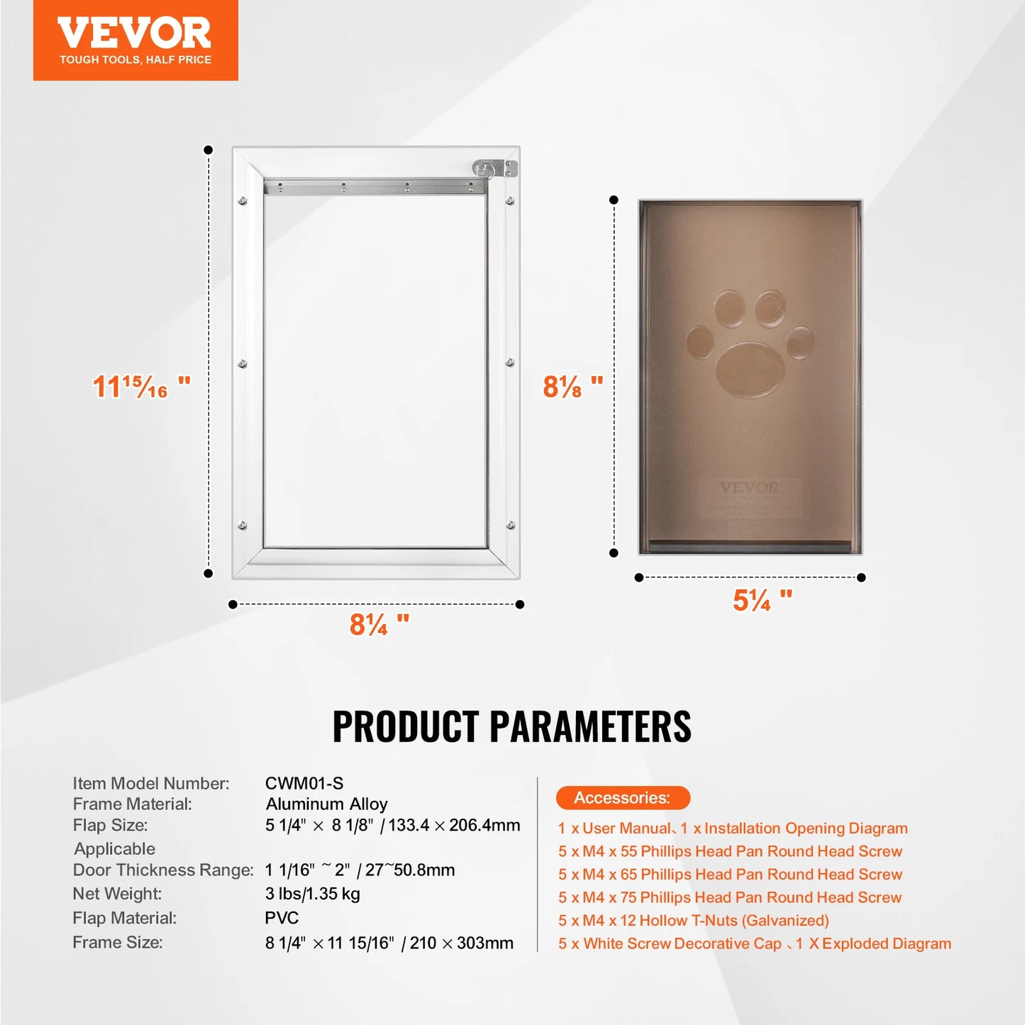 NONEDog Door Aluminum Frame Pet Door With Lockable Flap