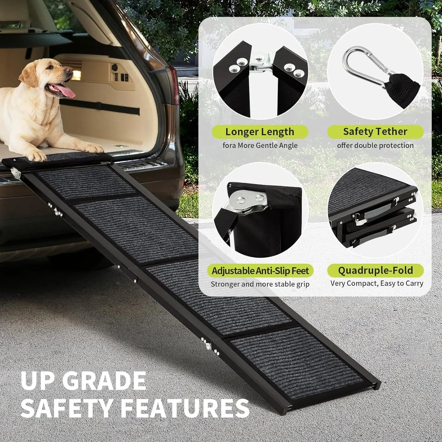 DishyKooker Folding Dog Ramp for Cars with Non Slip Surface