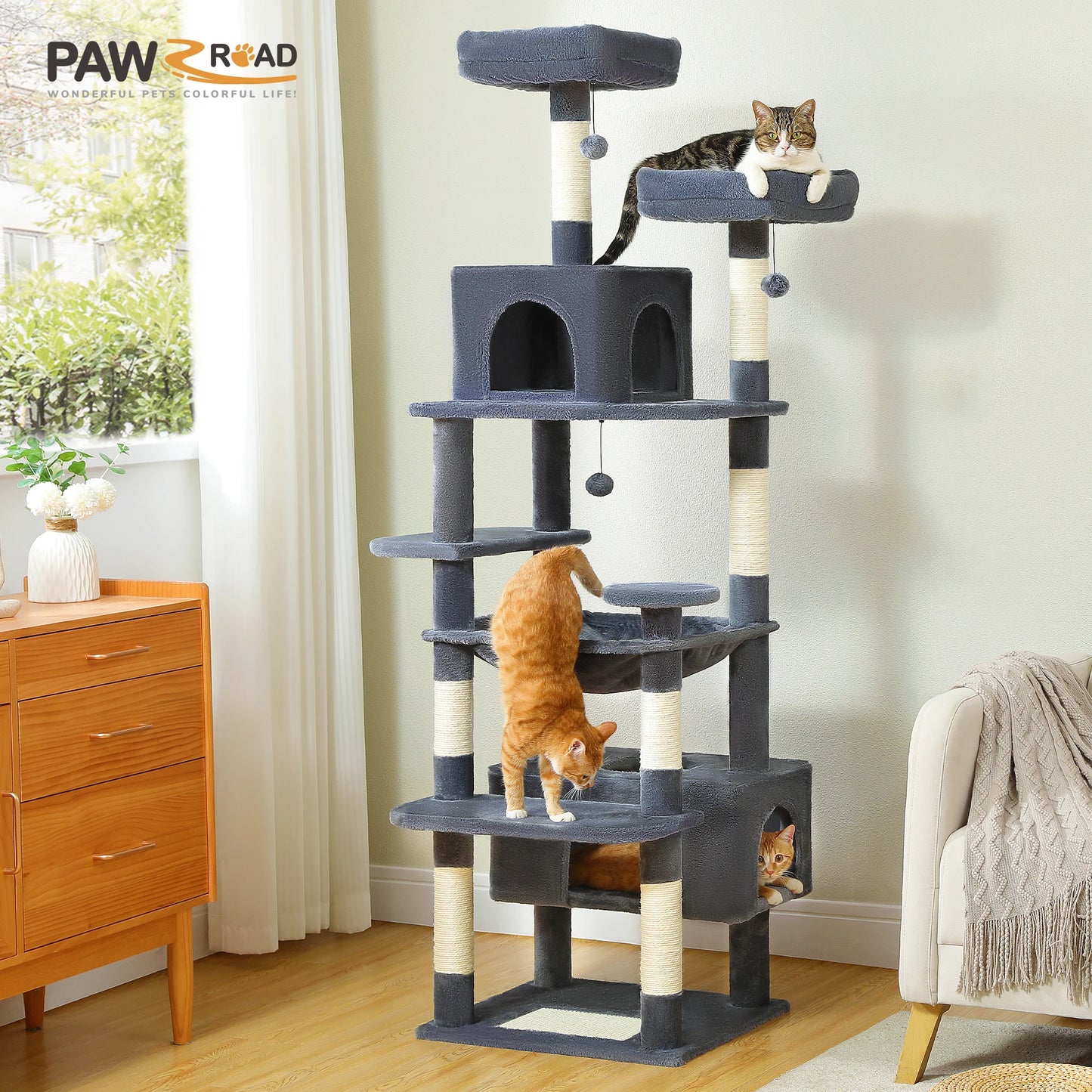 PAWZ Road Cat Tree And Tower For Indoor Cats Hammock