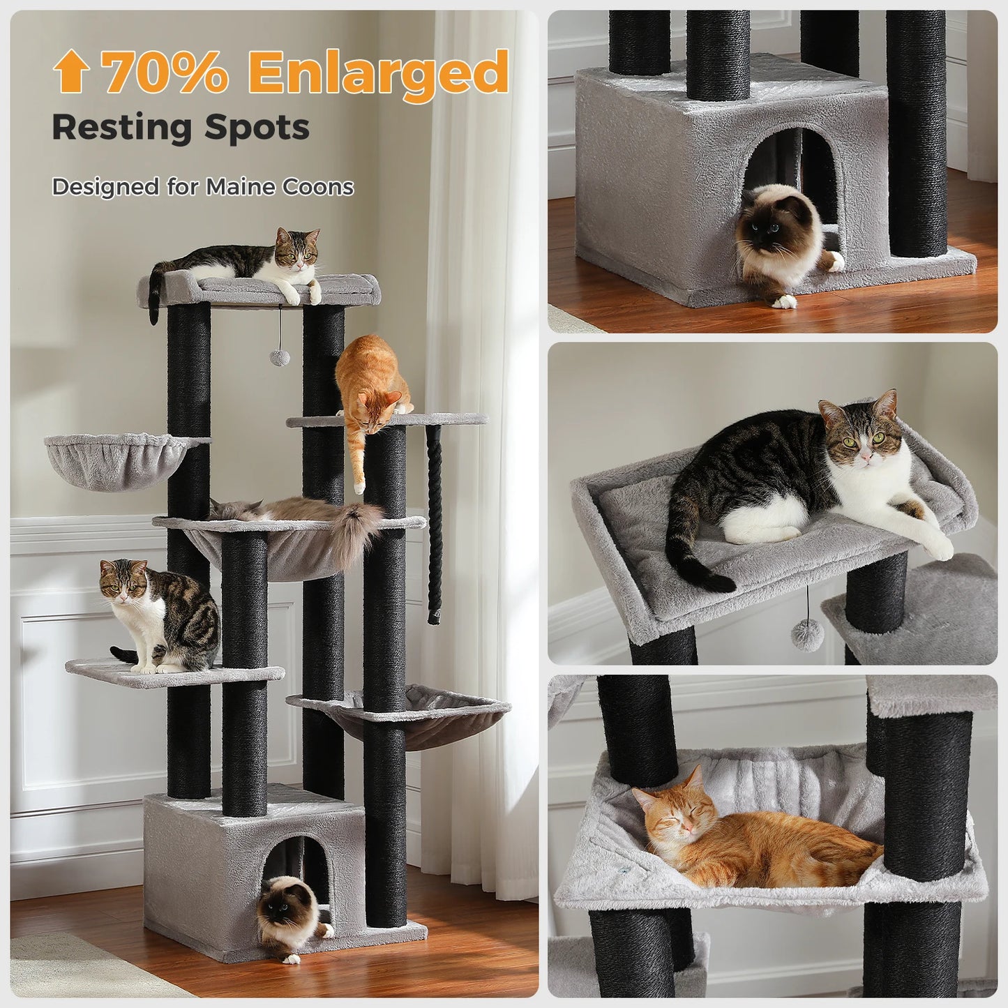 PAWZ Road Large Cat Tree With Multiple Levels And Hammock