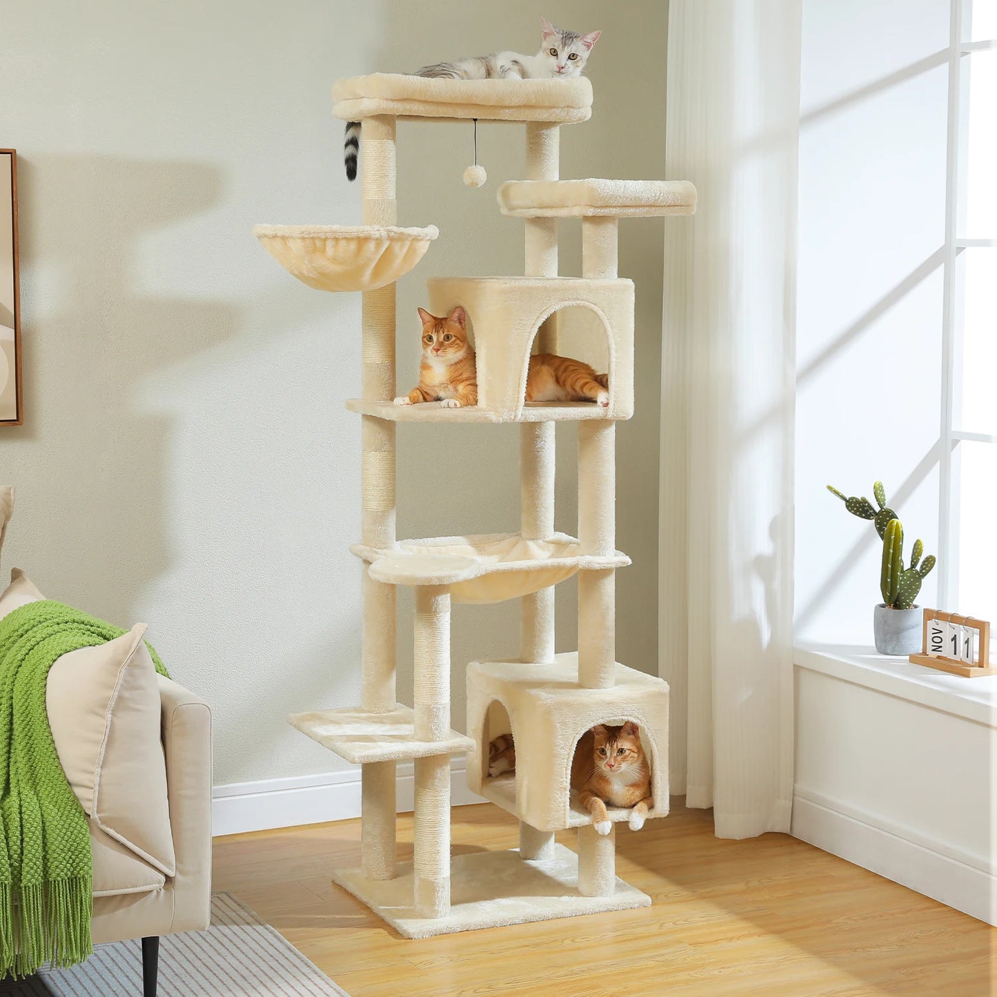 PEQULTICN Cat Tree Indoor Multi Level Tower With Scratching Posts