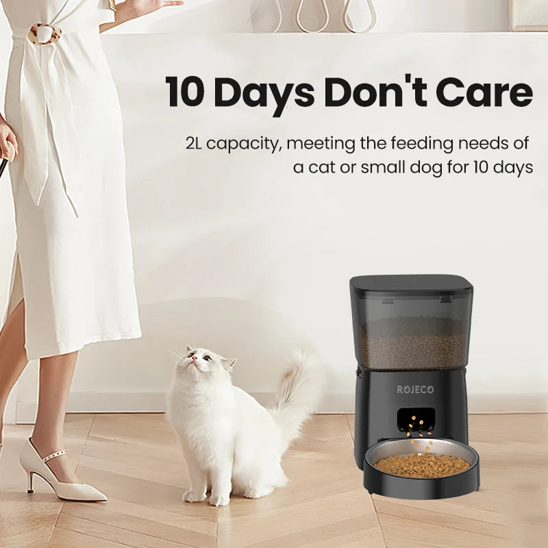 ROJECO Automatic Cat Feeder Kibble Dispenser With Smart Control