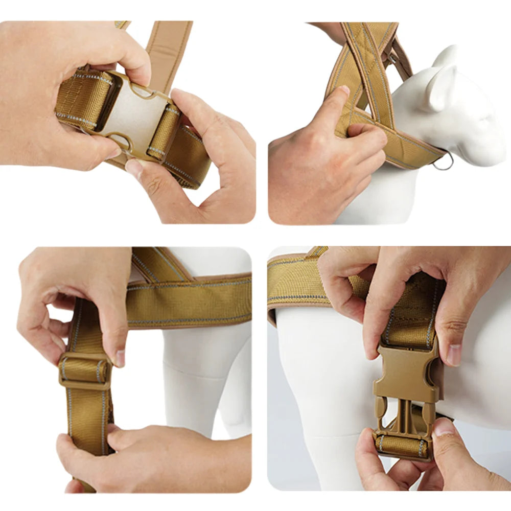 NONECN Tactical Dog Harness 1000D Nylon With Handle Reflective