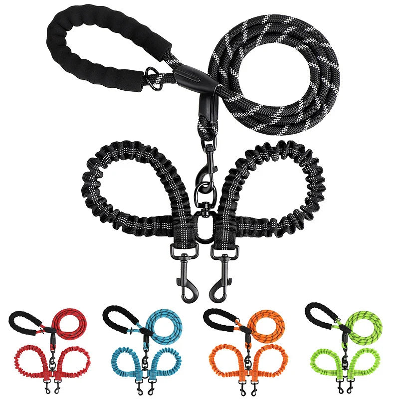YTYINCN Double Dog Leash Coupler Elastic Nylon Leads
