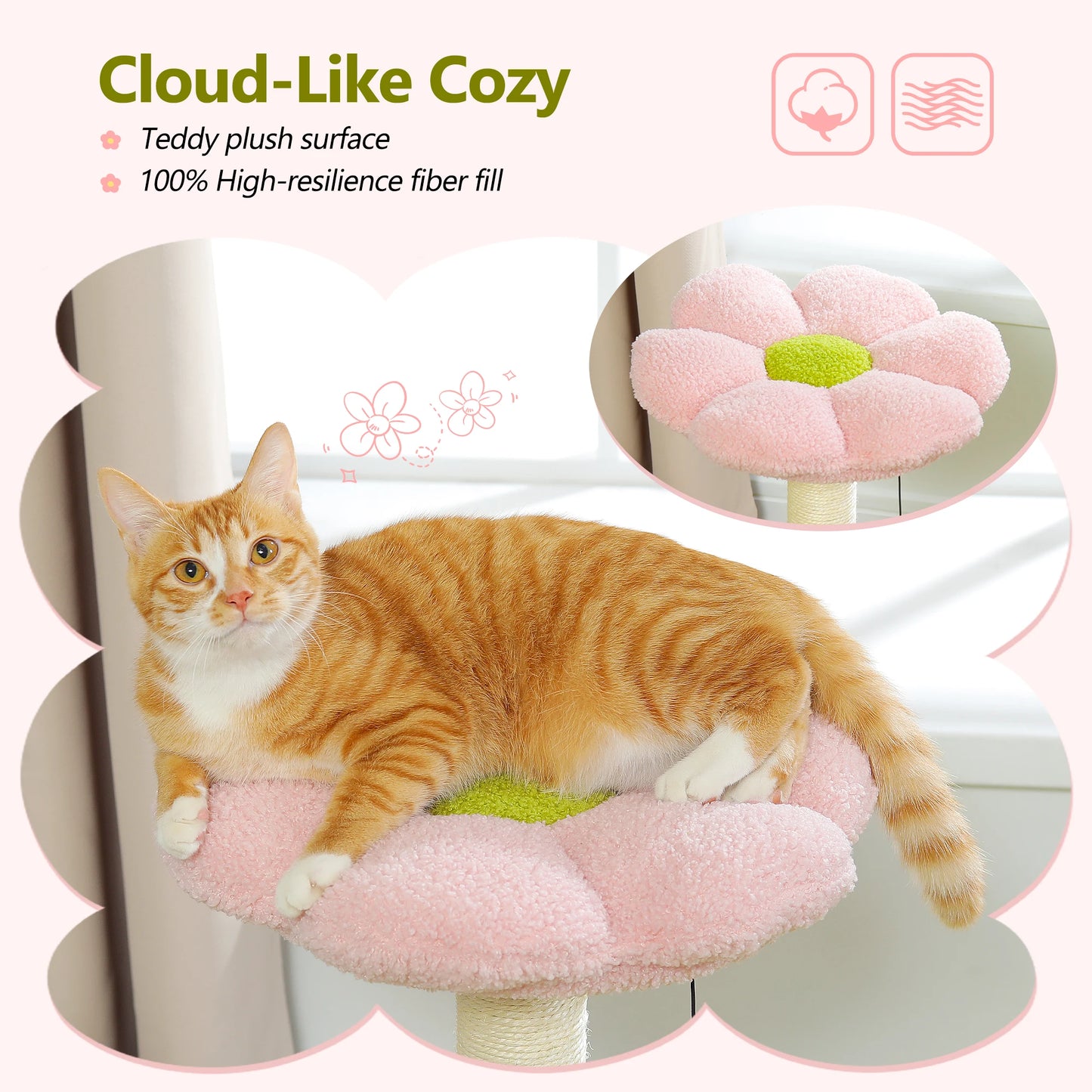 PAWZ Road Flower Cat Tree With Scratching Post And Hammock