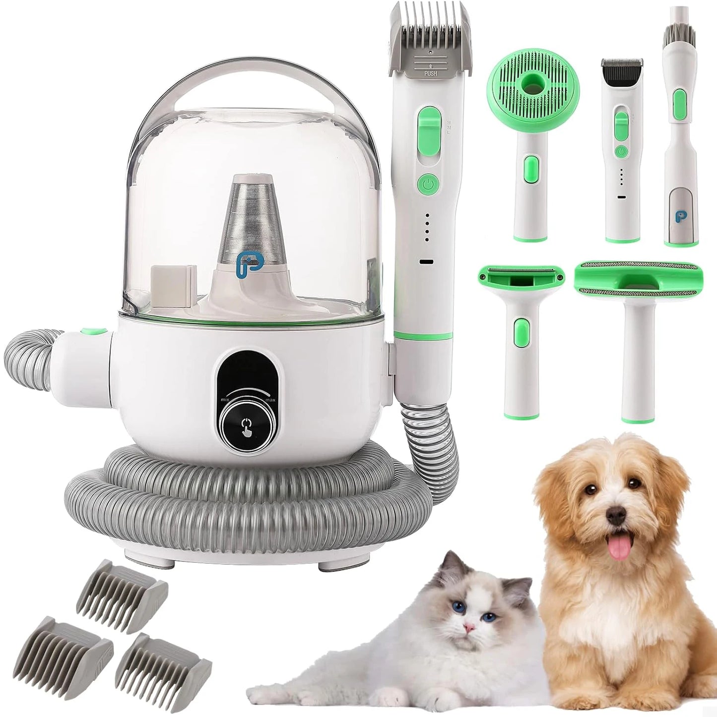 DishyKooker Pet Grooming Kit With Quiet High Suction Vacuum And Five Tools For Pets