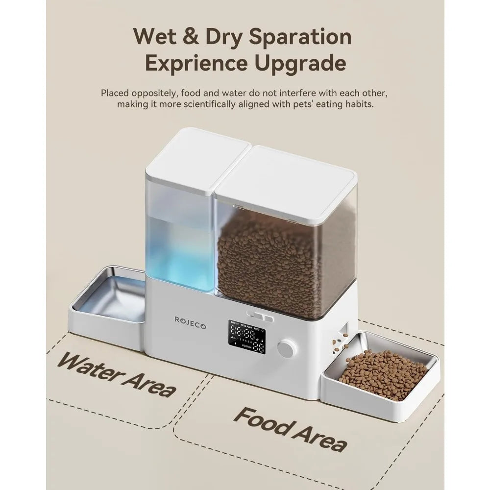 Automatic Pet Feeder And Water Dispenser For Cats And Dogs Stainless Steel Bowls