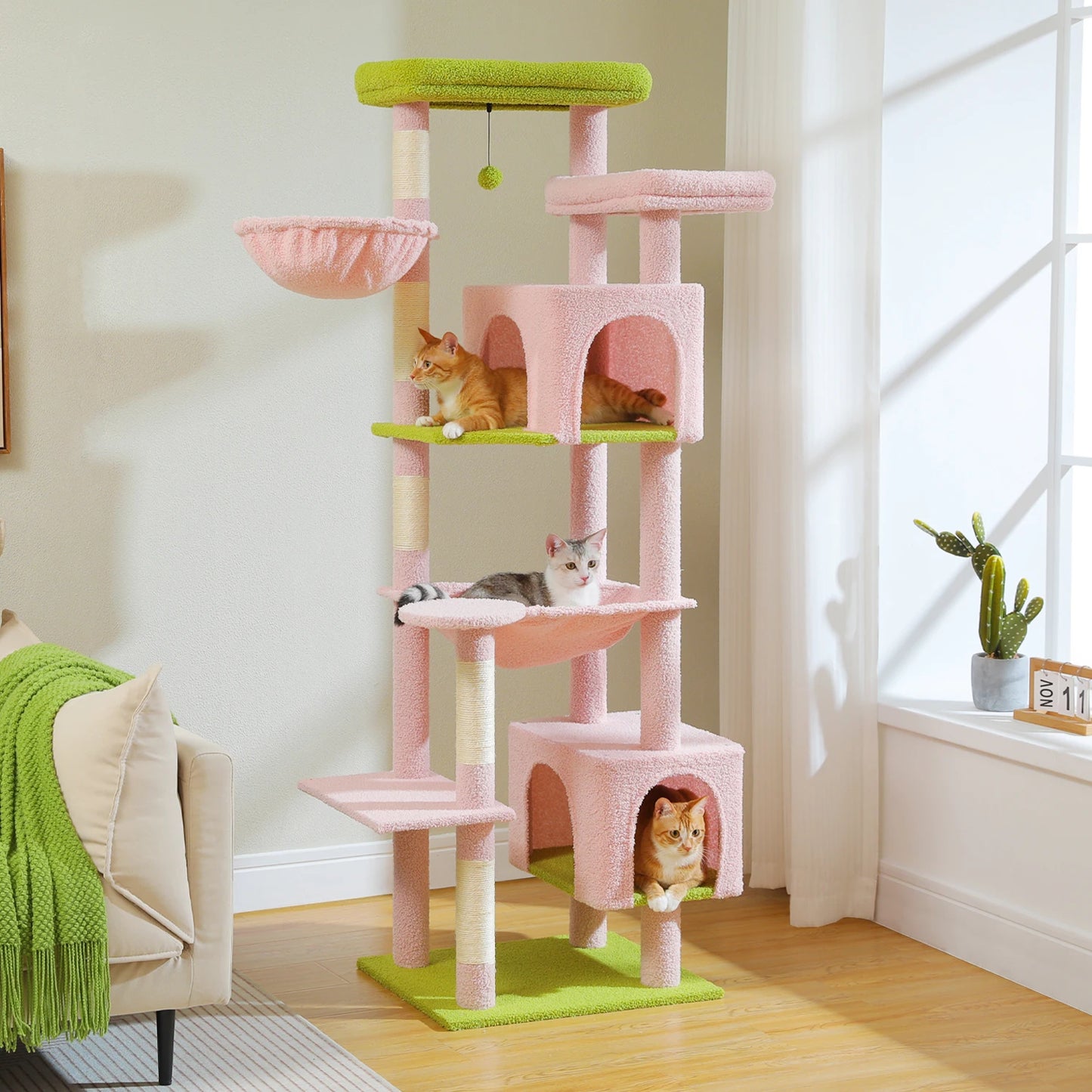 PEQULTICN Cat Tree Indoor Multi Level Tower With Scratching Posts