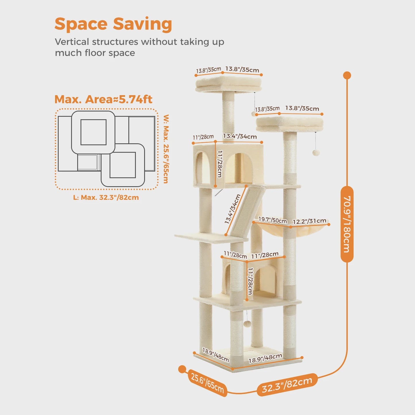 Multi-Level Cat Tree Tower with Scratching Posts, Condo, Hammock, Cat Scratching Board,Cat Accessories,Cat Furniture,Indoor Cats
