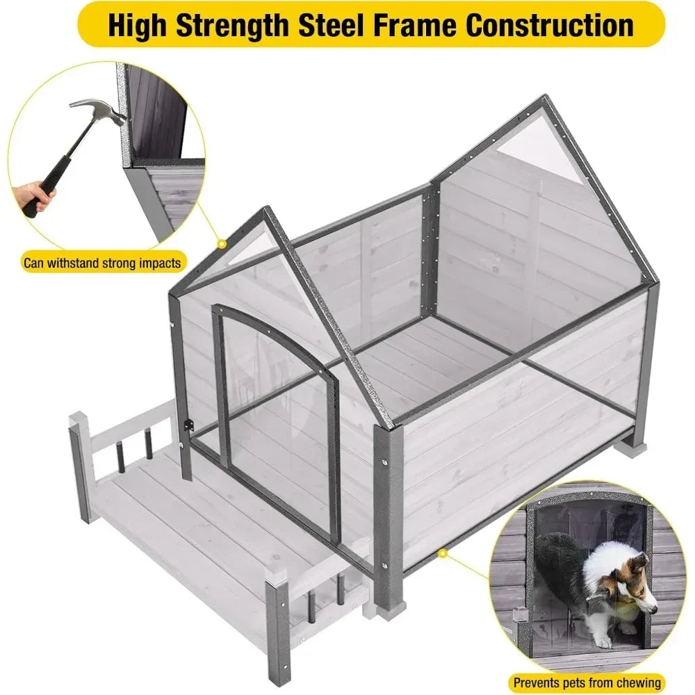 Dog House Outdoor - Weatherproof Anti-Chewing Iron Frame Kennel for Large Breed Dogs | Customized