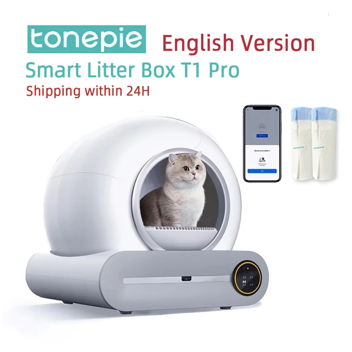 SINGWEDA Automatic Smart Cat Litter Box Self Cleaning Fully Enclosed