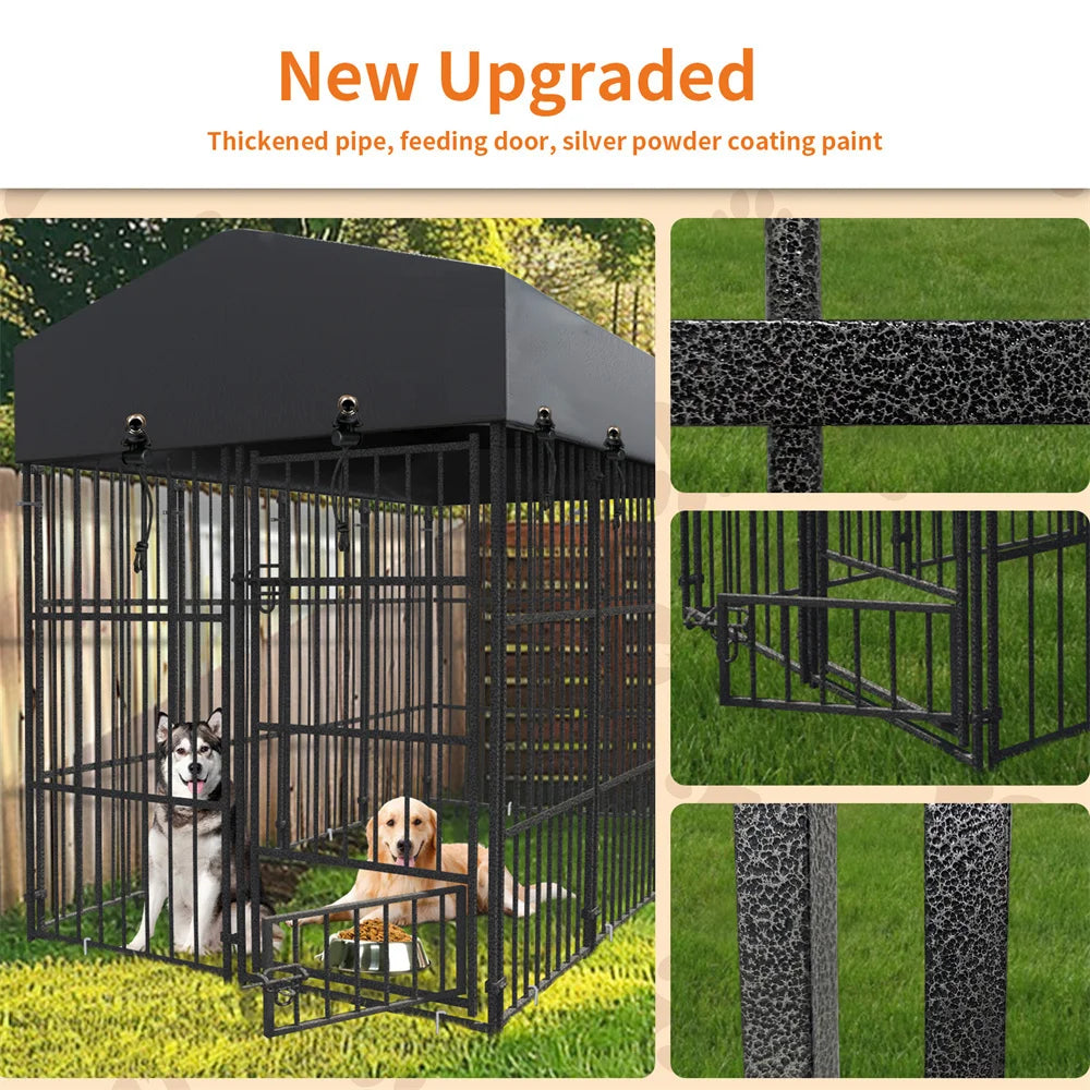 BORWARTH Heavy Duty Dog Kennel Welded Metal Playpen With Roof