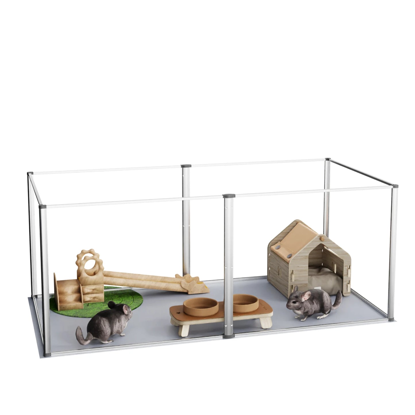 Bingopaw Acrylic Pet Playpen Indoor Kennel With Waterproof Pad For Dogs Guinea Pigs Hedgehogs Six Panels