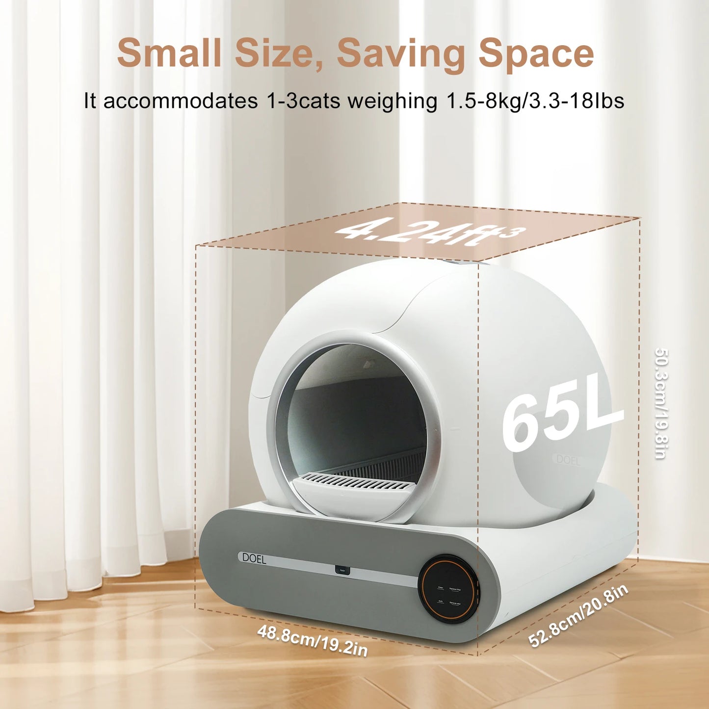 DOEL Smart Self Cleaning Cat Litter Box With App Control And WiFi Connectivity Includes Trash Bag And Litter Mat